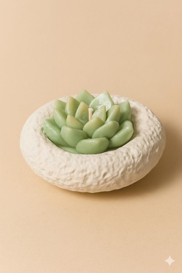 suculenta con recipiente artesanal