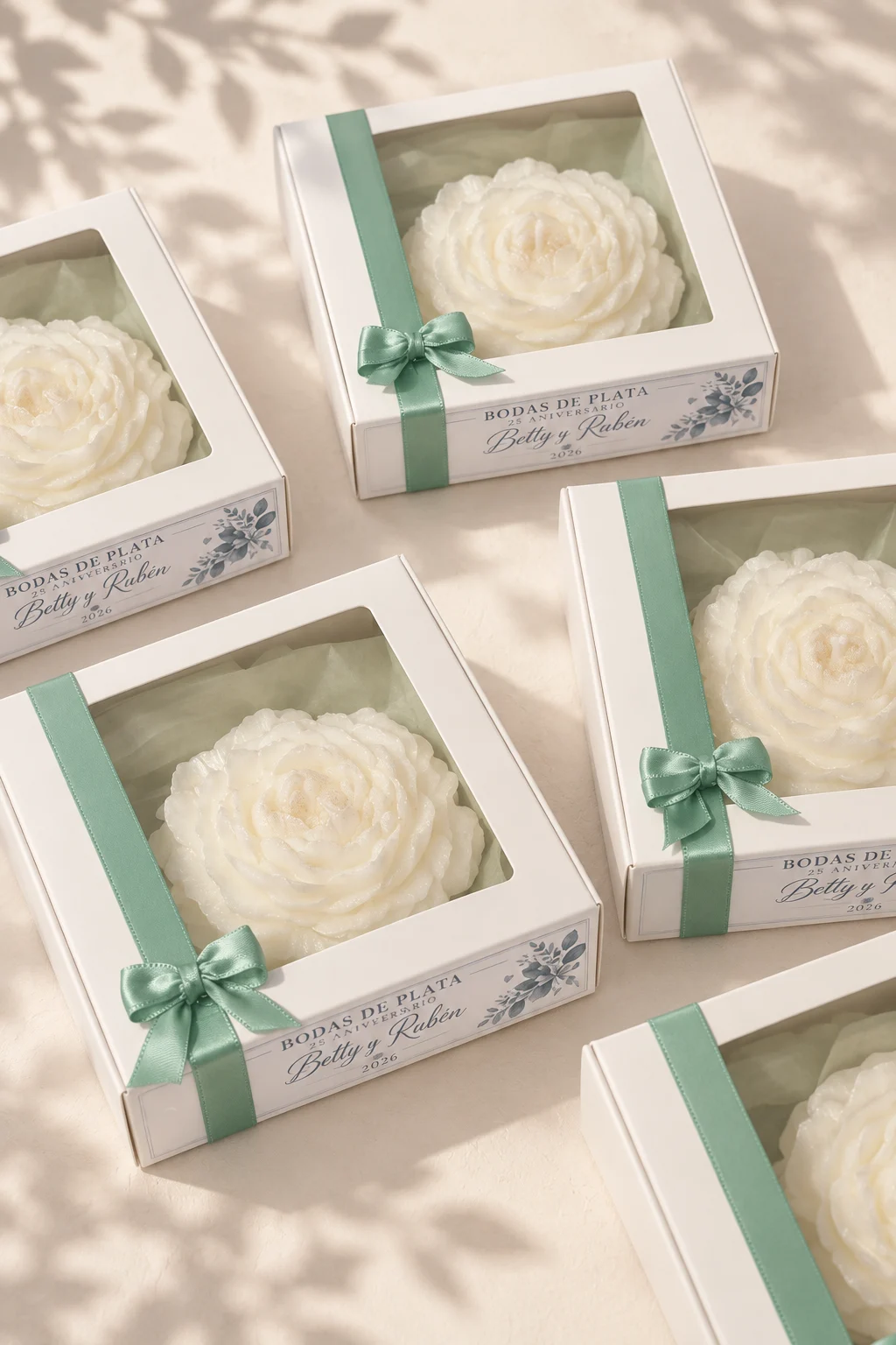 Cajas de peonías para bodas de plata-2 Cajas de peonías para bodas de plata-2