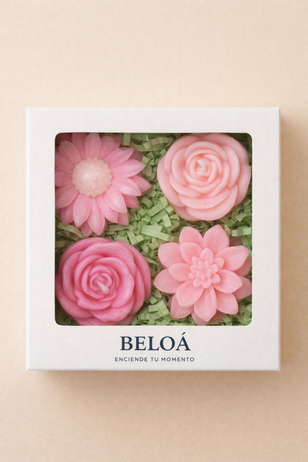 caja flores rosa
