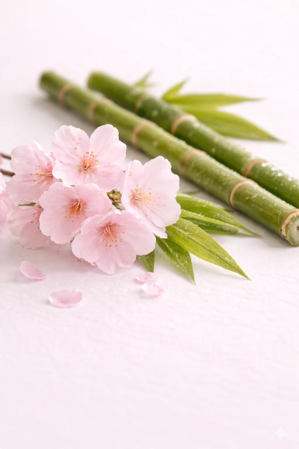 Bamboo y flor de cerezo