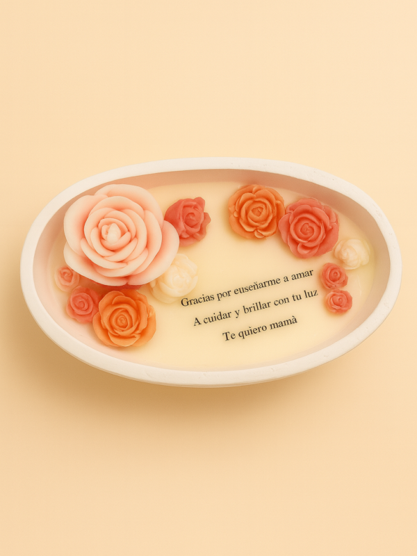 cuenco de rosas personalizado con mensaje hecho a mano en Tenerife
