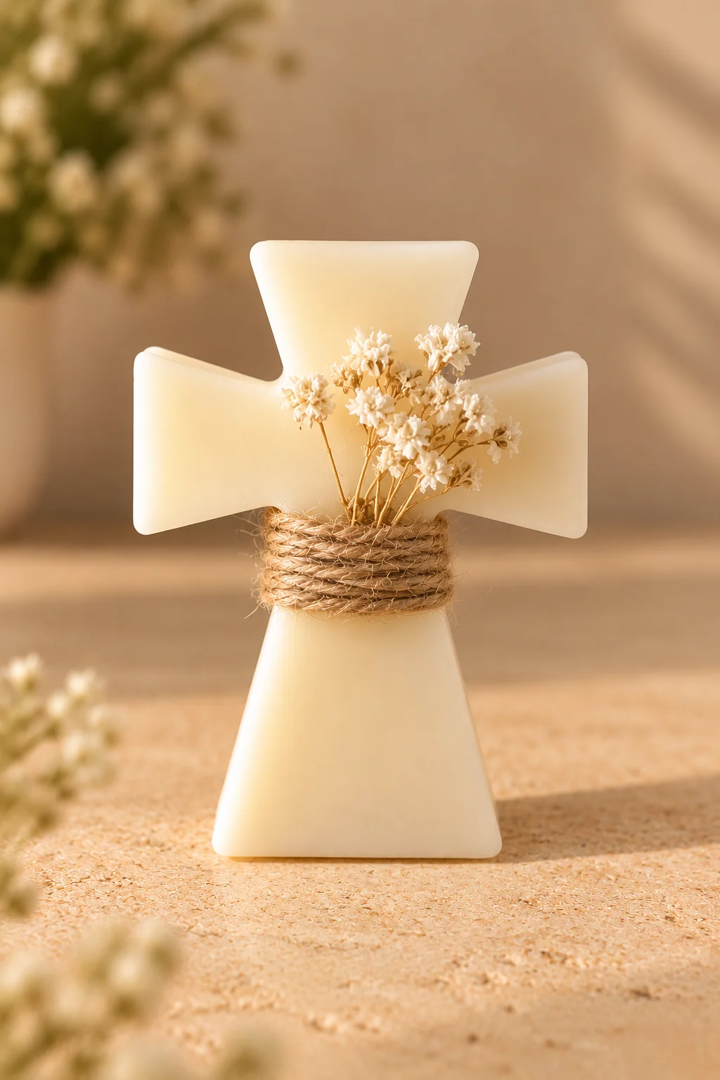 Cruz artesanal con flores secas y cuerda ruz artesanal con flores secas y cuerda