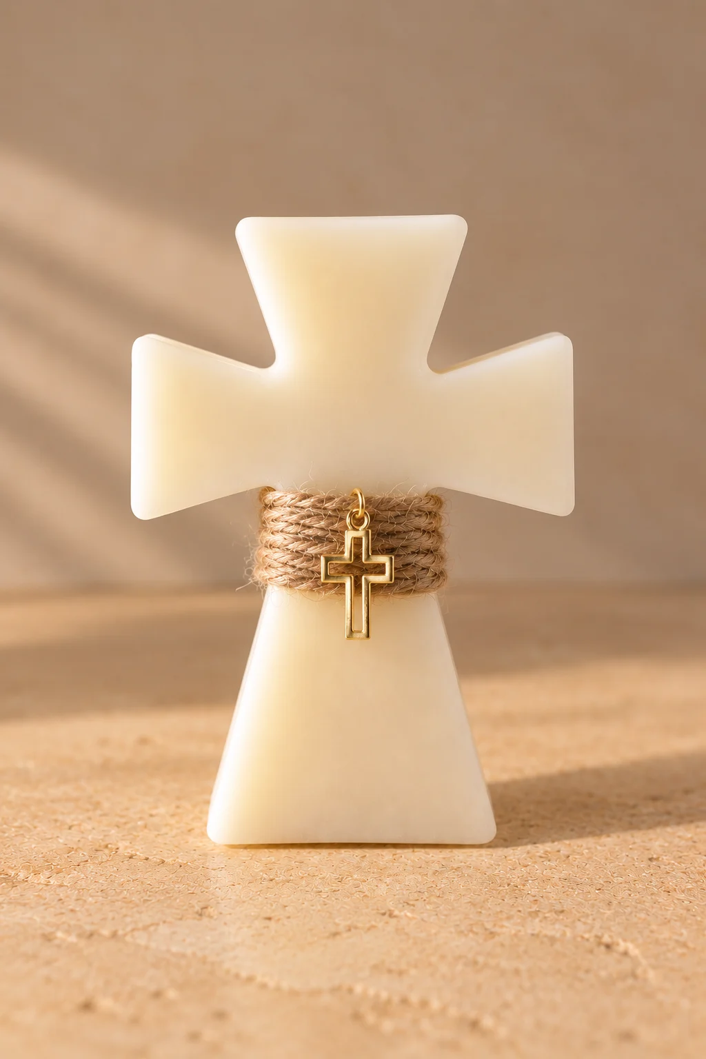 Cruz de marfil con cordón y dije dorado ruz de marfil con cordón y dije dorado