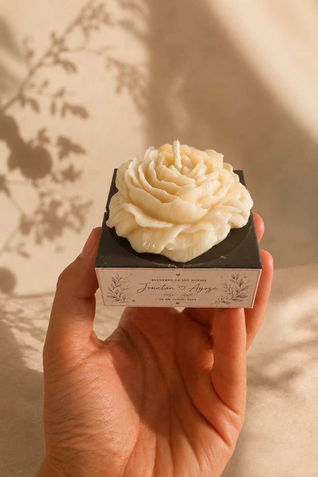 Vela personalizada Fleur para bodas y eventos